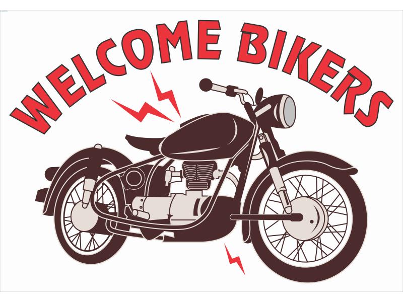 Transparent welcome bikers 150x100cm