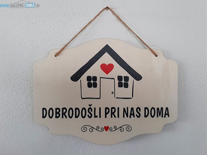 Dobrodosli lesena tablica