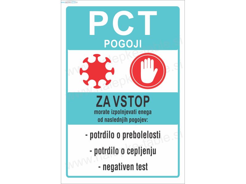 PCT vstop
