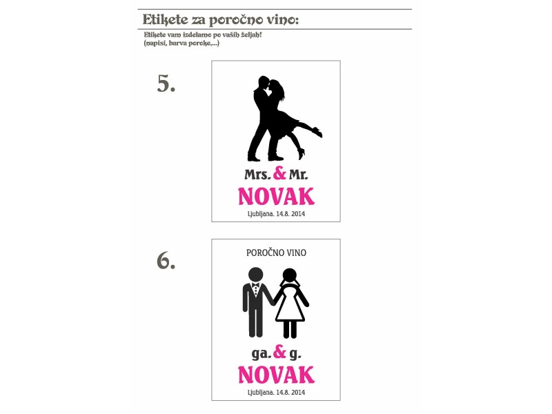 ETIKETE ZA POROČNO VINO
