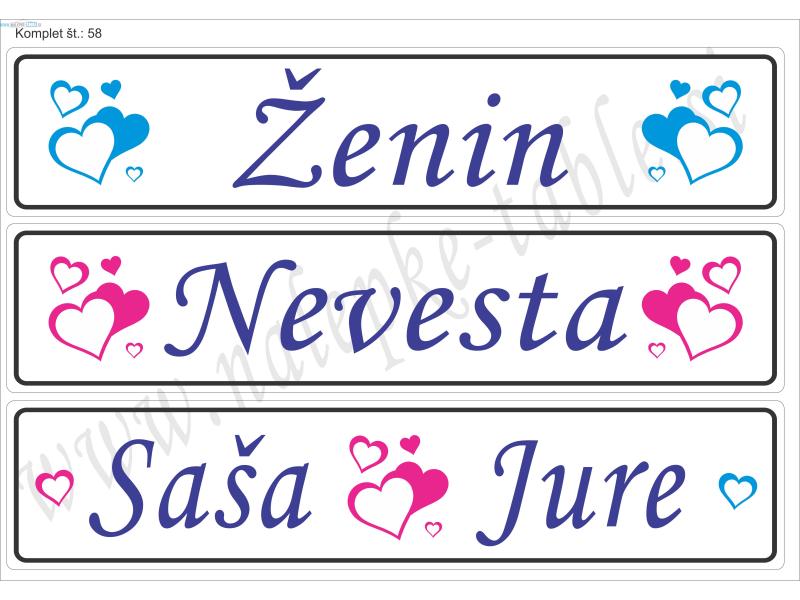 POROČNE TABLICE KOMPLET 58