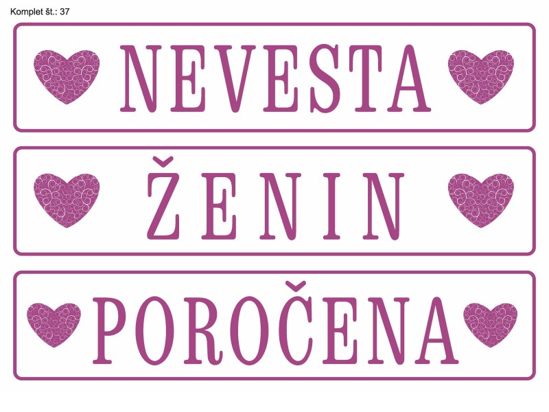 POROČNE TABLICE KOMPLET 37