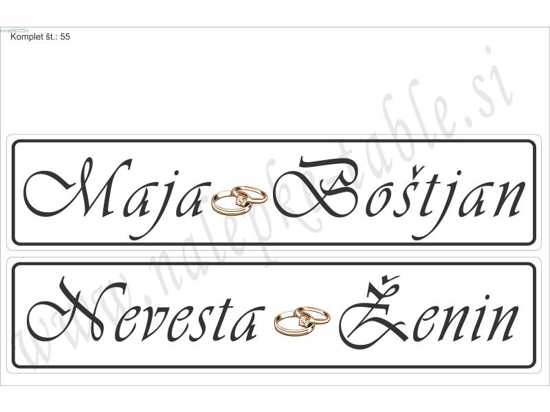 POROČNE TABLICE KOMPLET 55