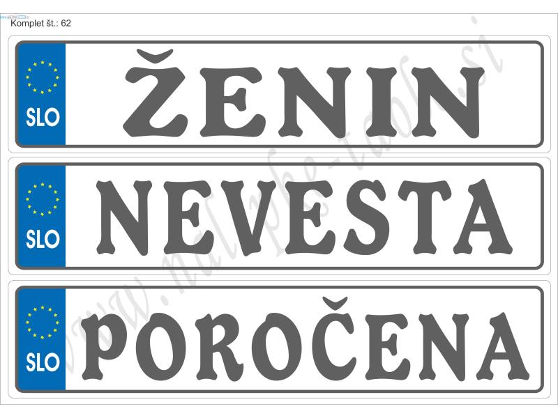 POROČNE TABLICE KOMPLET 62