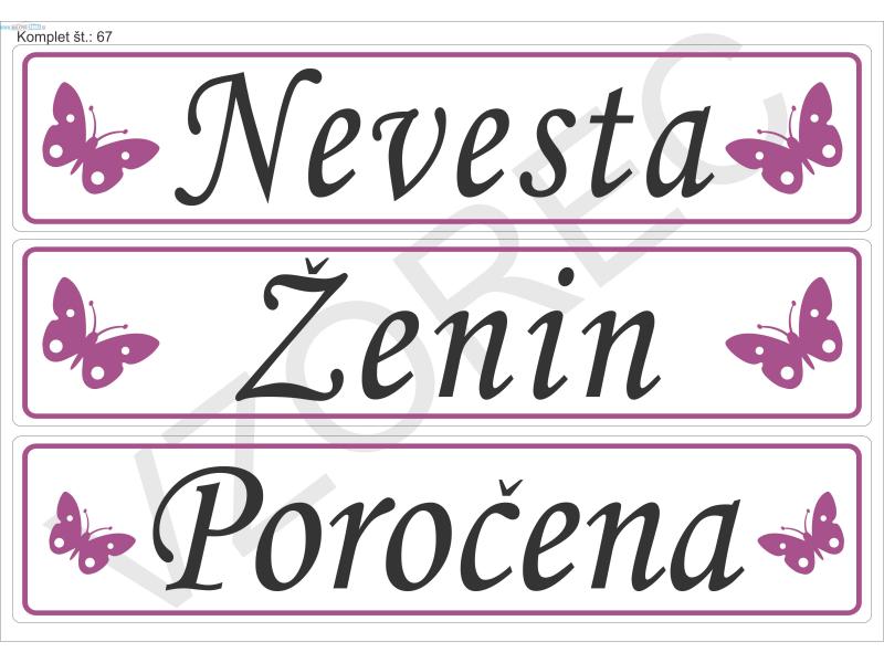 POROČNE TABLICE KOMPLET 67