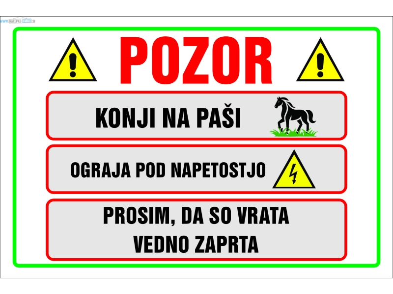 Pozor konji pašnik
