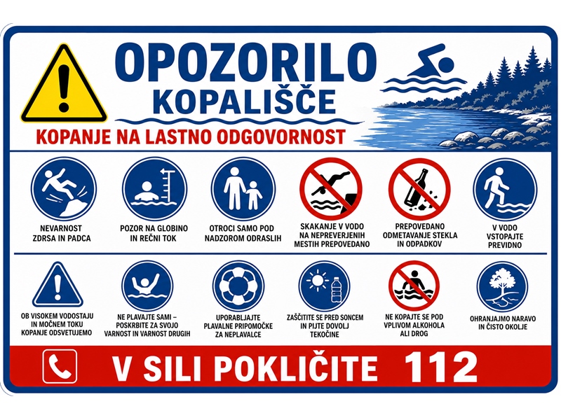 Tabla kopališče na bazenu