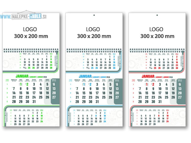 Tridelni koledar design