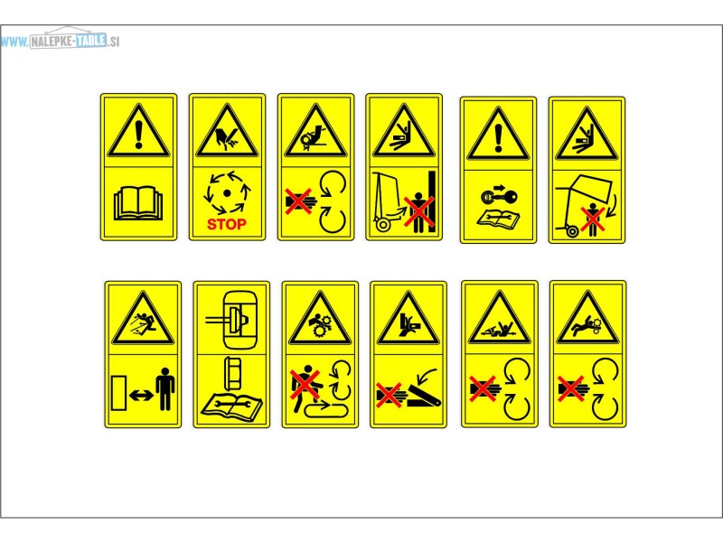 Opozorilne nalepke za na stroje in izdelke