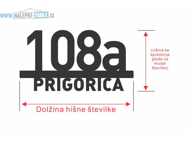 Hišna številka KLASIKA ČRTA NAPIS LEVO