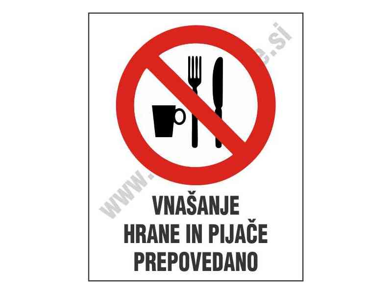 Prepovedan vnos hrane in pijace