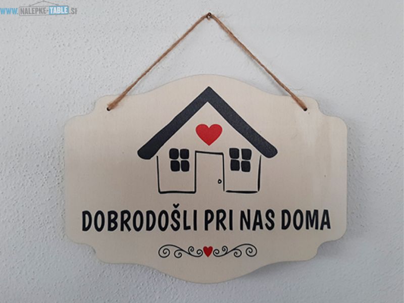 Dobrodosli lesena tablica