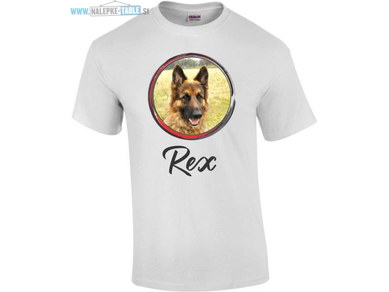 Majica z sliko in imenom psa 