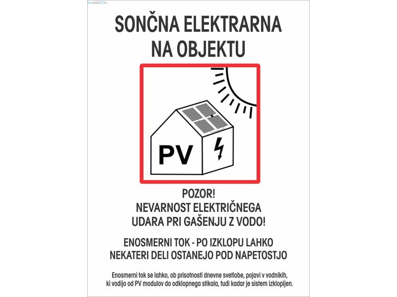 POZOR SONCNA ELEKTRARNA NA OBJEKTU