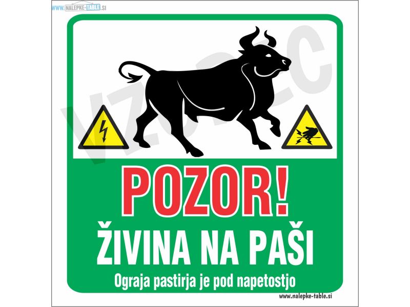 Tabla Pozor živina na paši