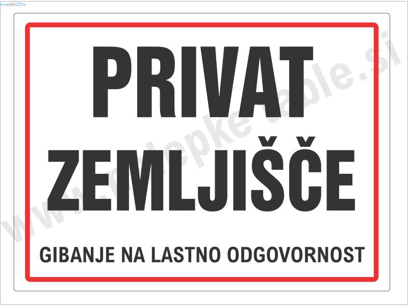 Tabla privat zemljišče 