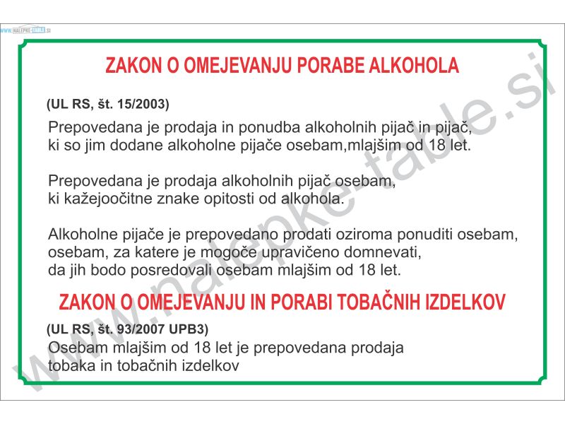 ZAKON O OMEJEVANJU PORABE ALKOHOLA